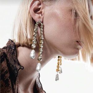 Seraphina Crystal Waterfall Pearl Drop Couture Earrings